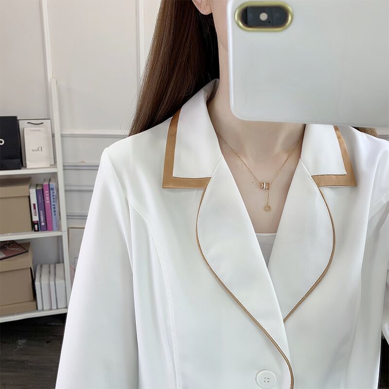 흰색 짧은 미용 유니폼 드레스 스파 핑크 스크럽 탑 흰 - Medical Lab Coat 리뷰 및 가격