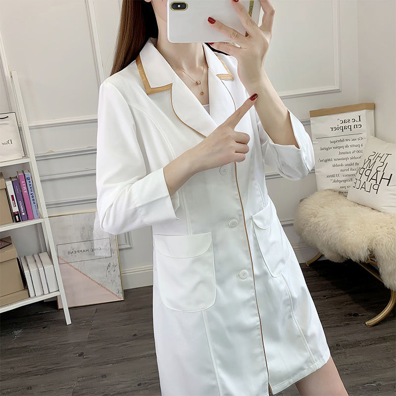 흰색 짧은 미용 유니폼 드레스 스파 핑크 스크럽 탑 흰 - Medical Lab Coat 리뷰 및 가격