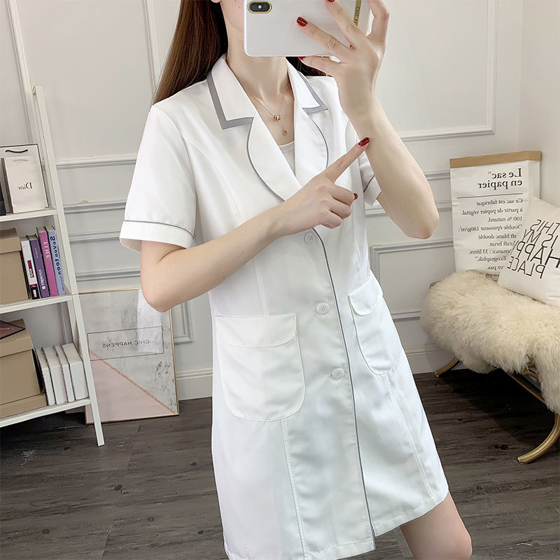 흰색 짧은 미용 유니폼 드레스 스파 핑크 스크럽 탑 흰 - Medical Lab Coat 리뷰 및 가격