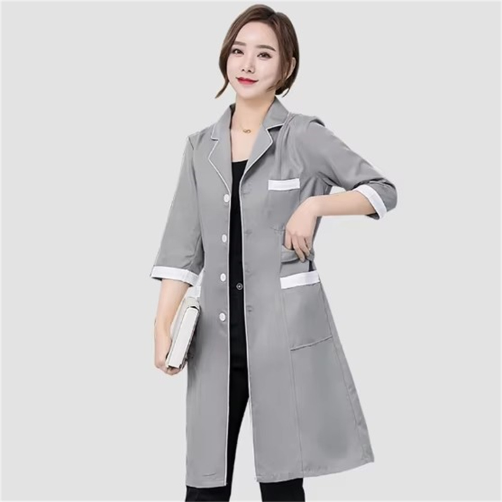 고급 회색 단색 슬림 단순 주름 방지 스파 유니폼 미용 - Medical Lab Coat 리뷰 및 가격